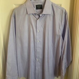 Nordstrom Men's Purple and White Checkered Dress Shirt